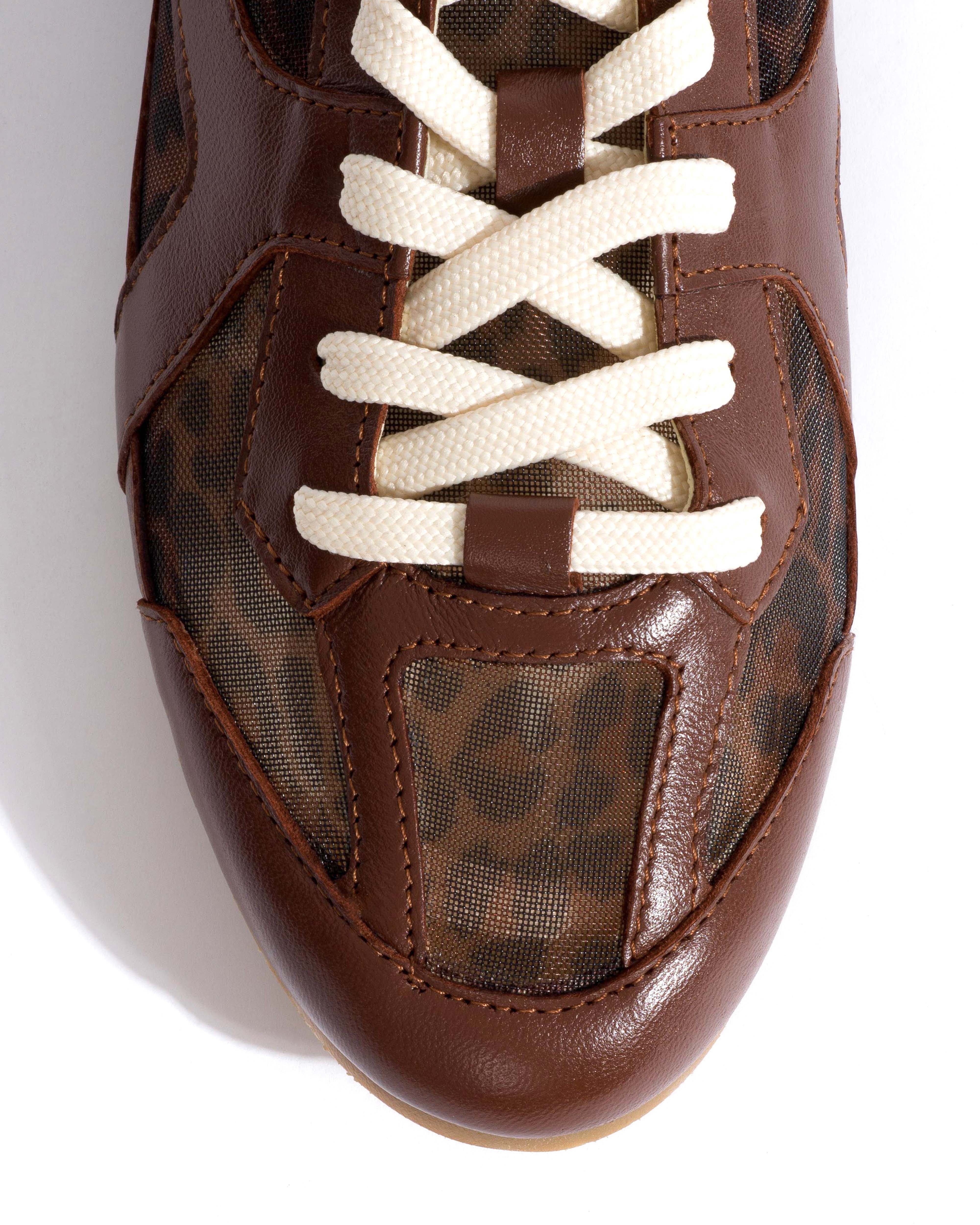 Sneakerina Shiny lamb & mesh Chocolate & leopard - Image 5