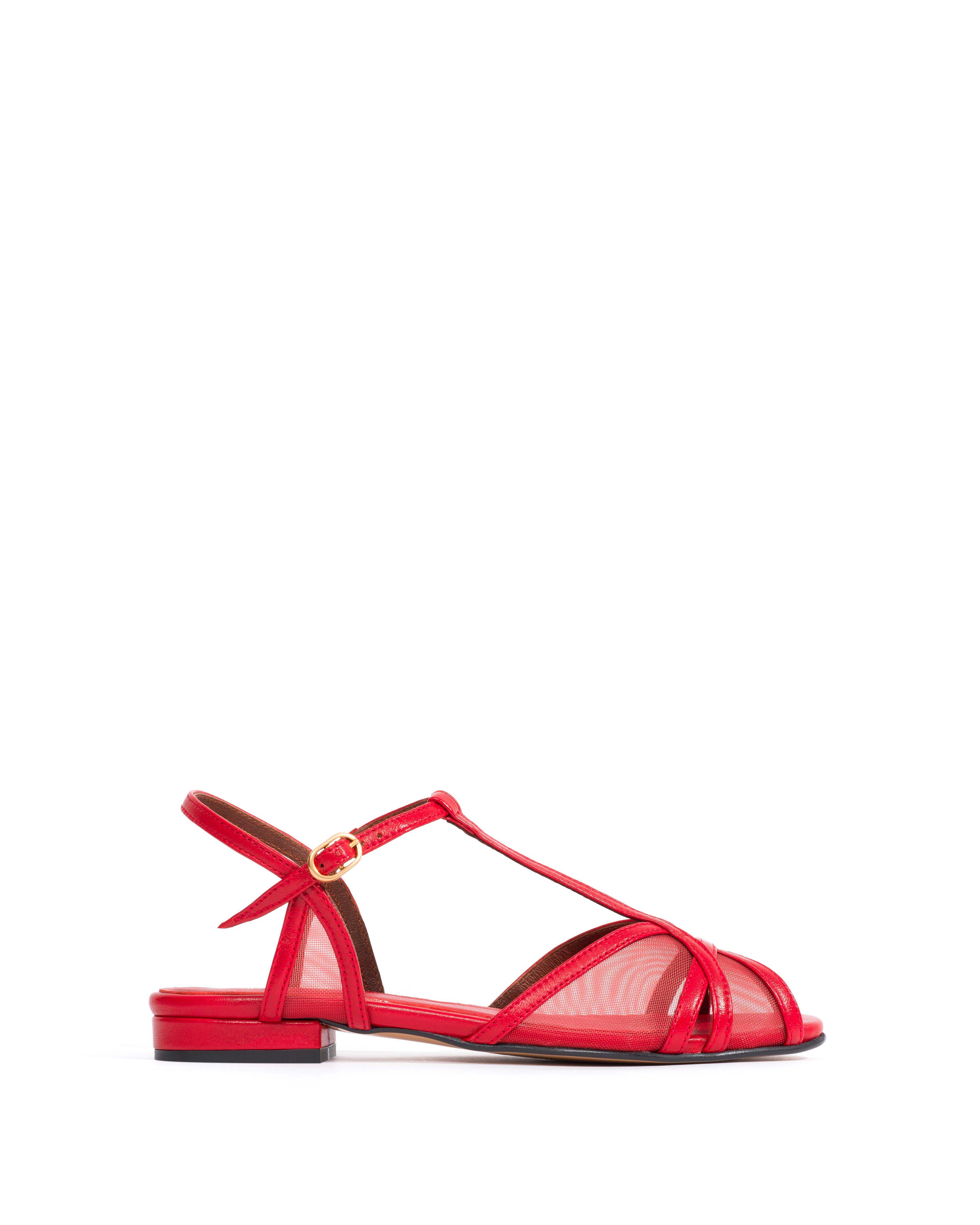 Therese 20 mesh Shiny lamb & mesh Ruby red