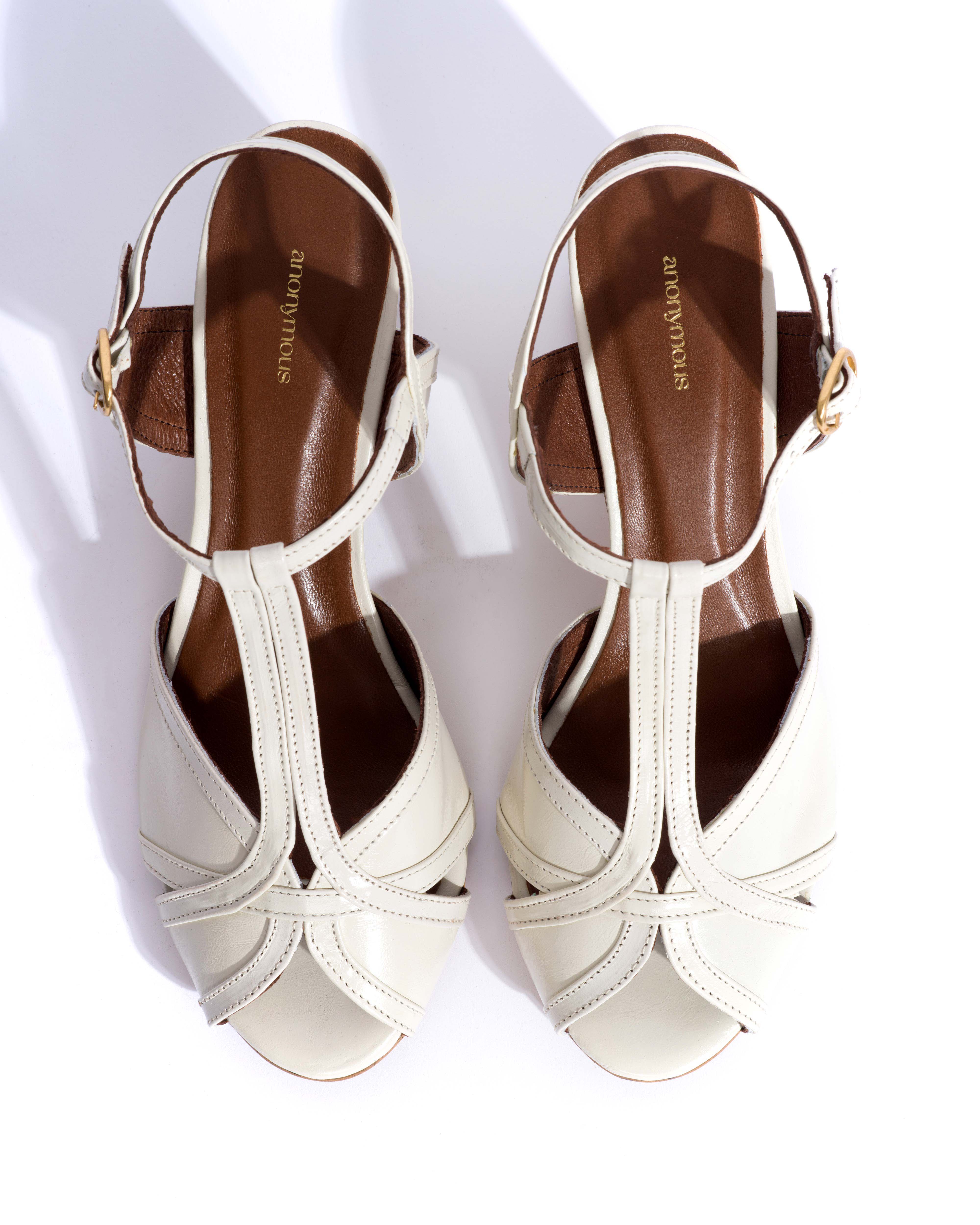 Therese 55 Crinkled polished goat White sand - Image 4