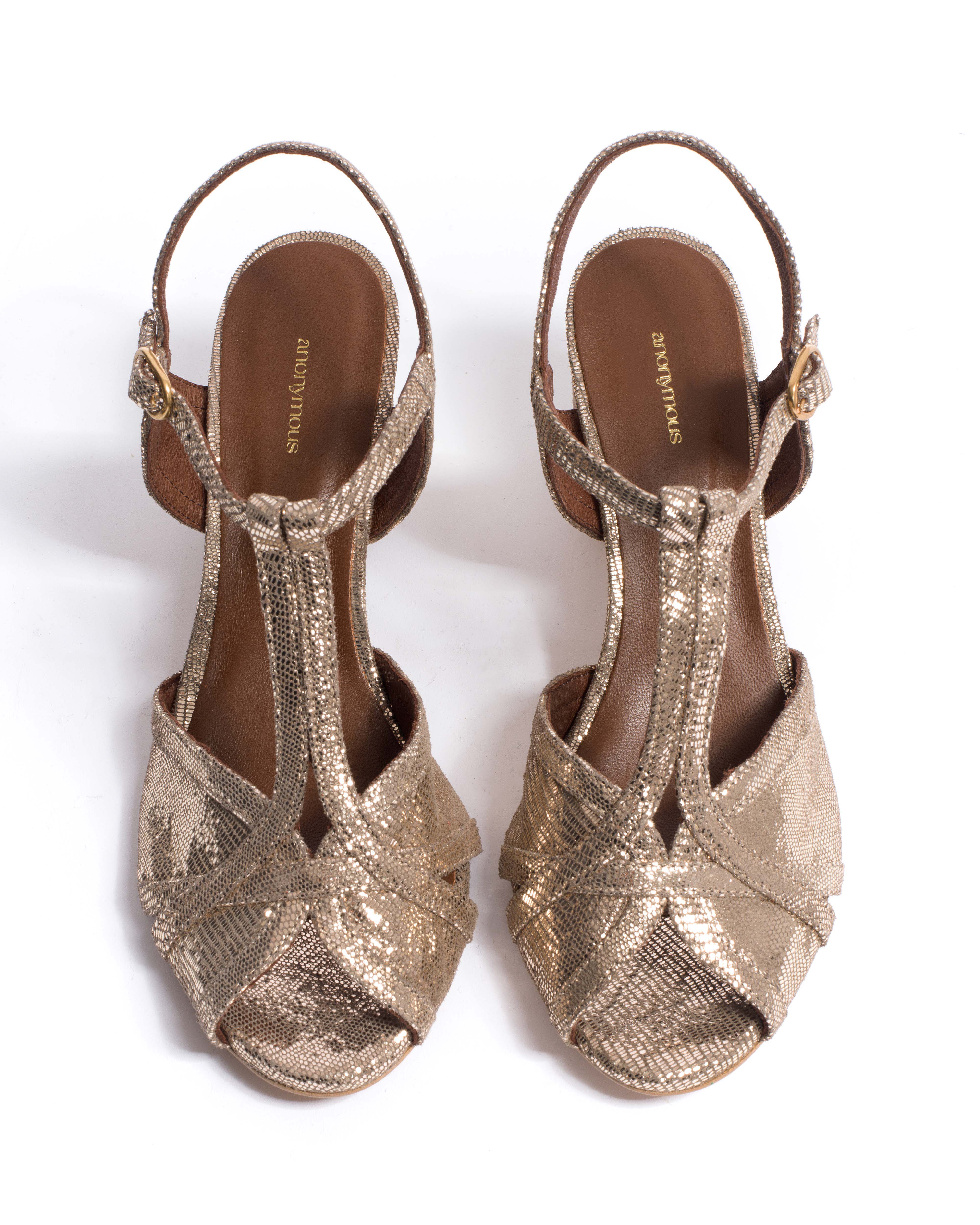 Therese 55 Lizard metallic goat Vintage champagne - Image 4