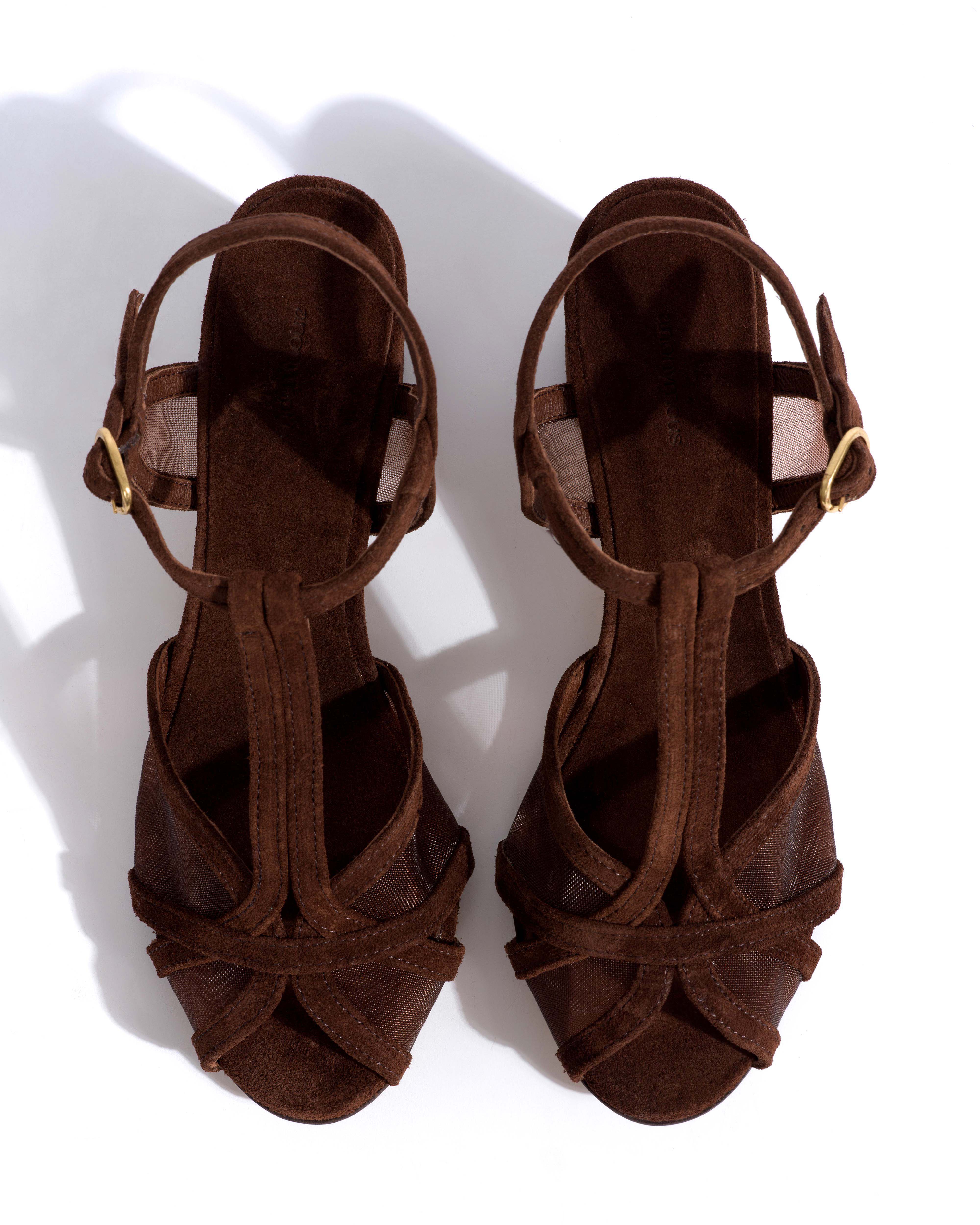 Therese 55 mesh Calf suede & mesh Chocolate - Image 4