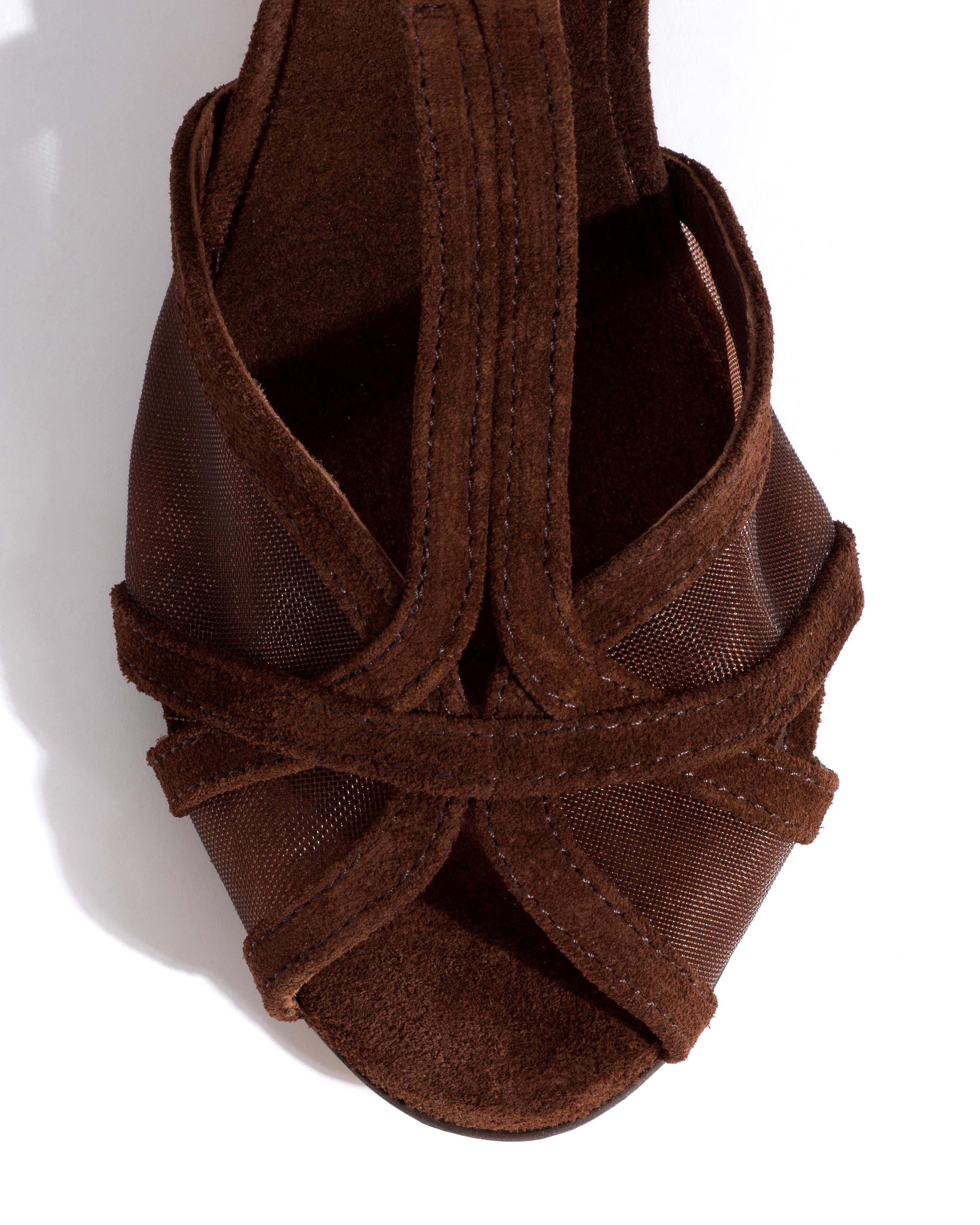 Therese 55 mesh Calf suede & mesh Chocolate - Image 5
