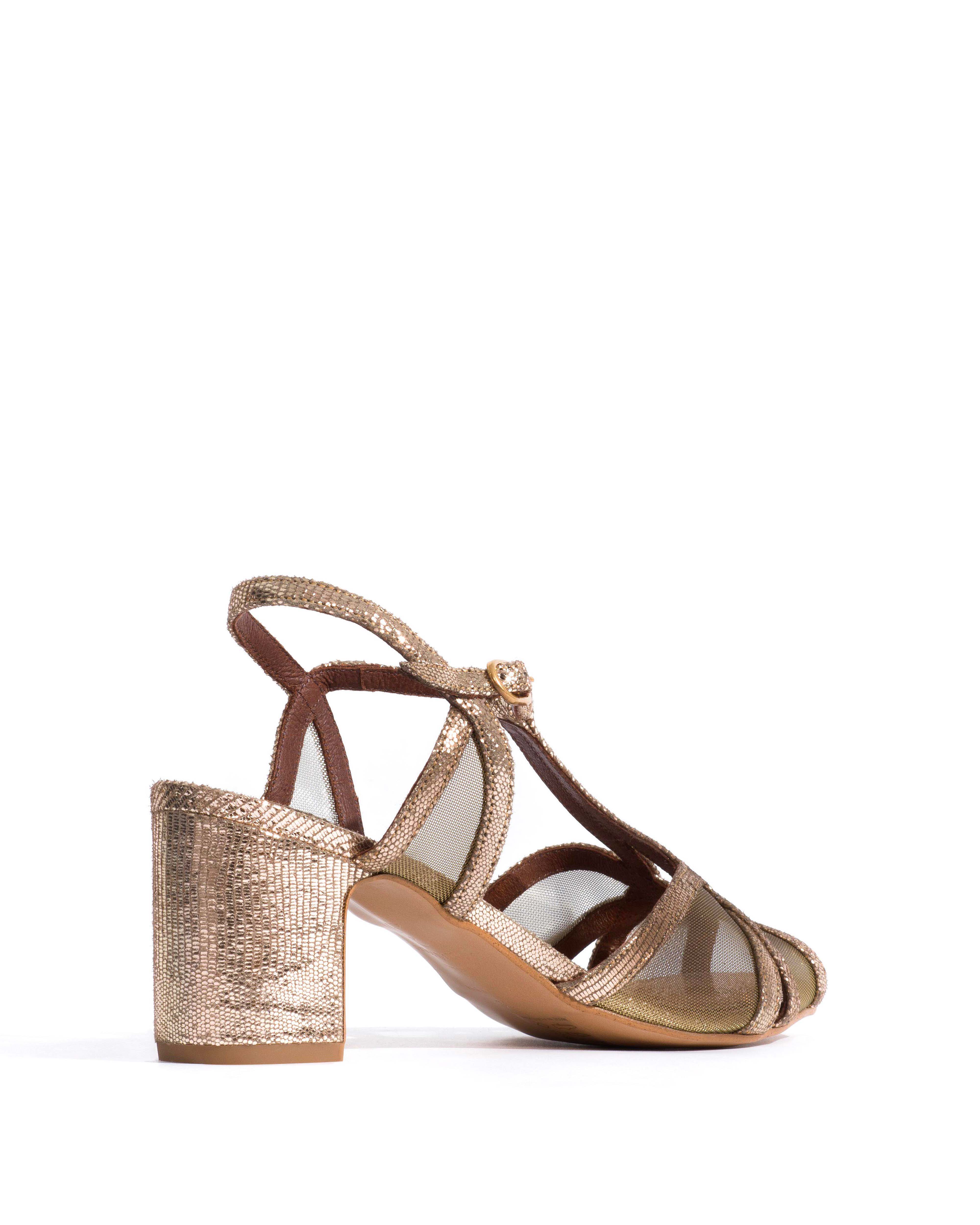 Therese 55 mesh Lizard metallic goat & mesh Vintage champagne & gold - Image 3
