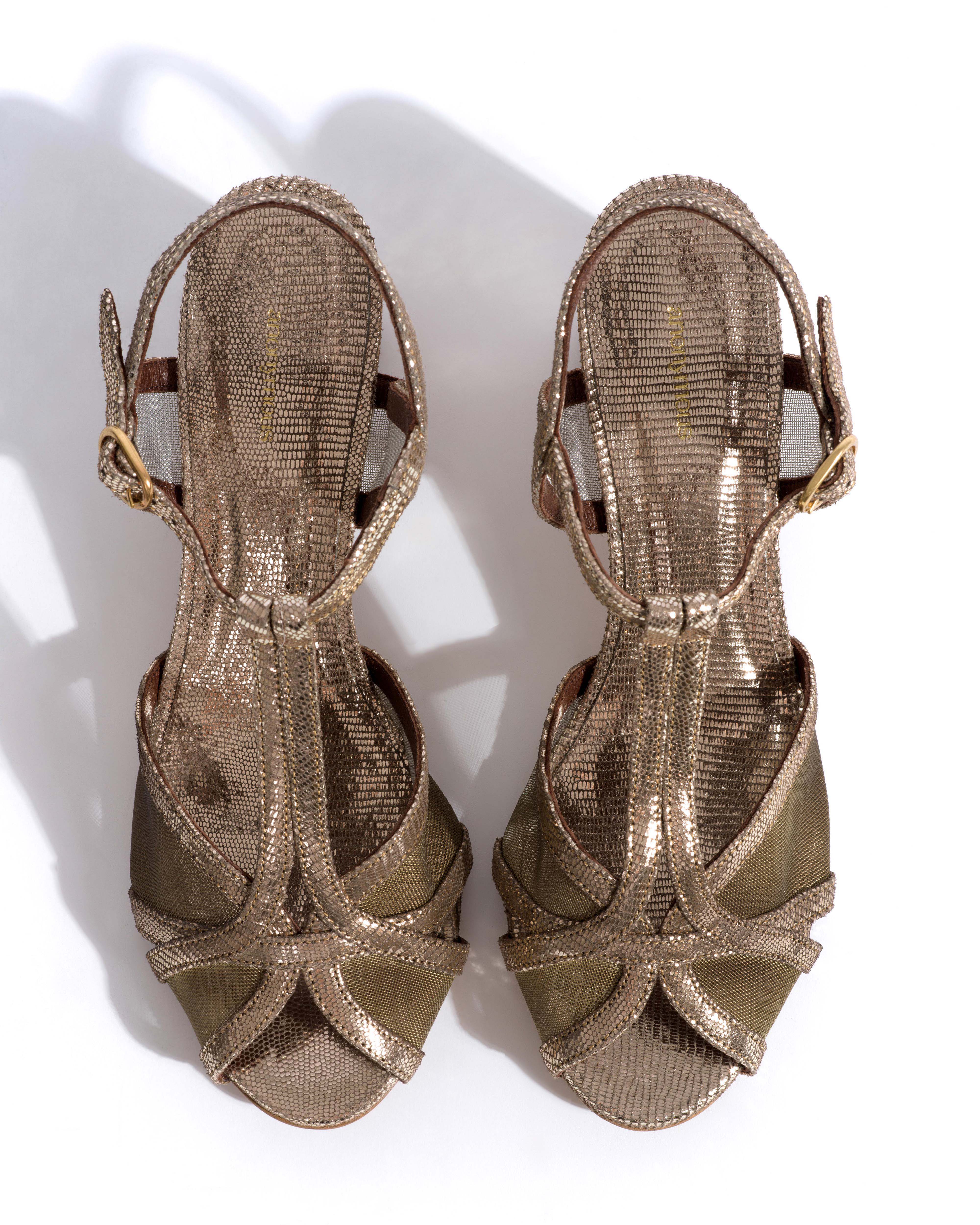 Therese 55 mesh Lizard metallic goat & mesh Vintage champagne & gold - Image 4