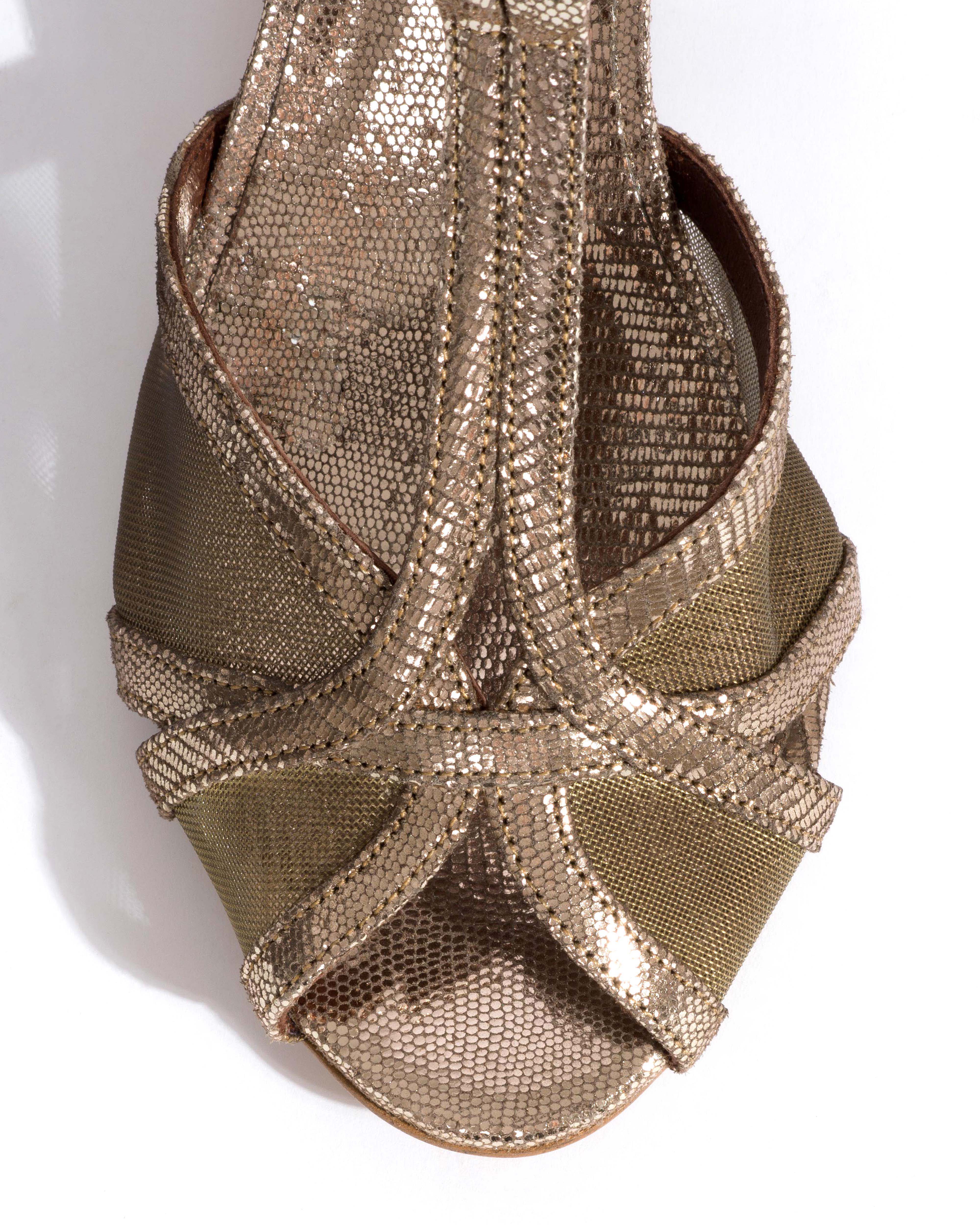Therese 55 mesh Lizard metallic goat & mesh Vintage champagne & gold - Image 5