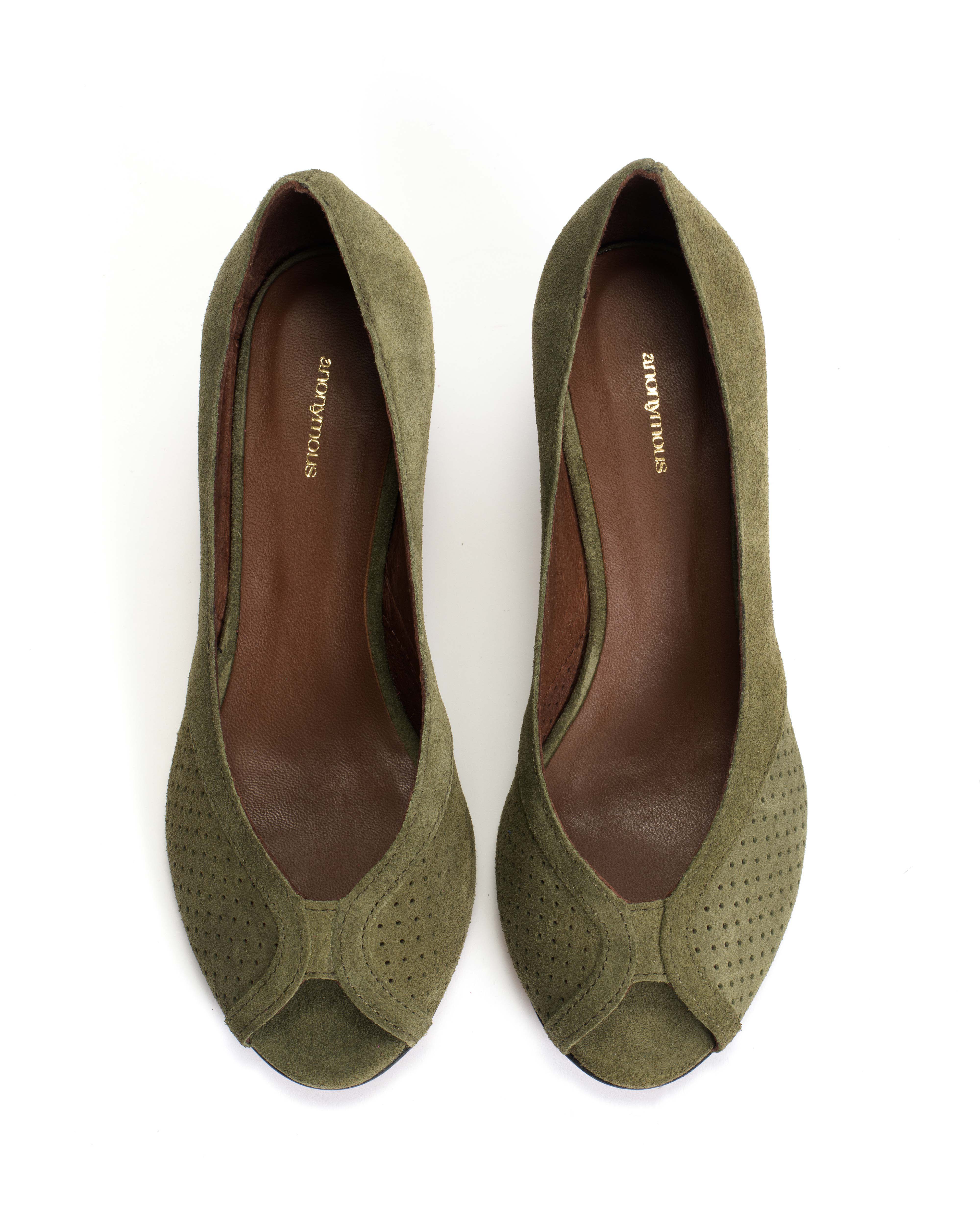 Tiffany stiletto Calf suede Olive green - Image 3