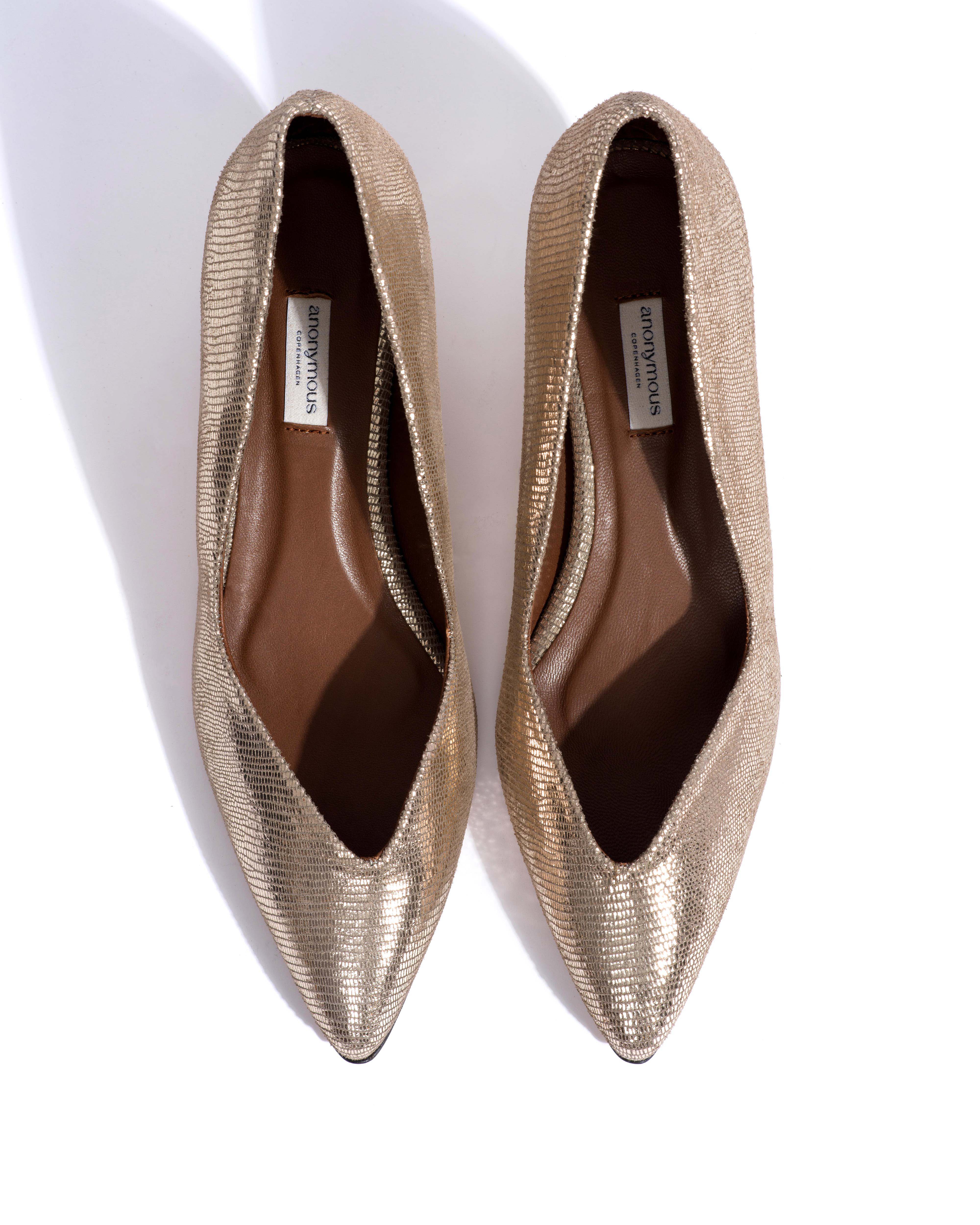 Trini 40 stiletto Lizard metallic goat Vintage champagne - Image 4