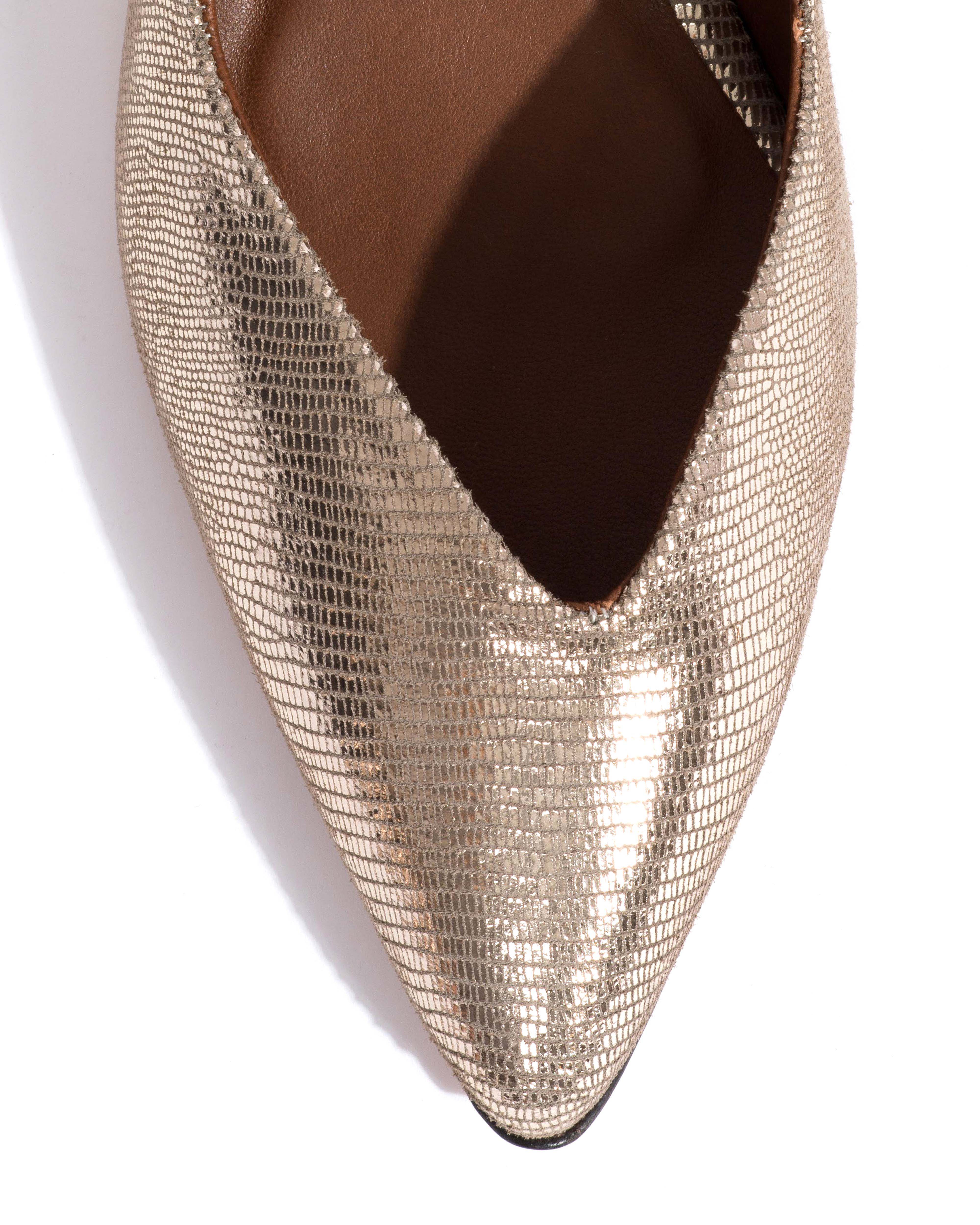 Trini 40 stiletto Lizard metallic goat Vintage champagne - Image 5