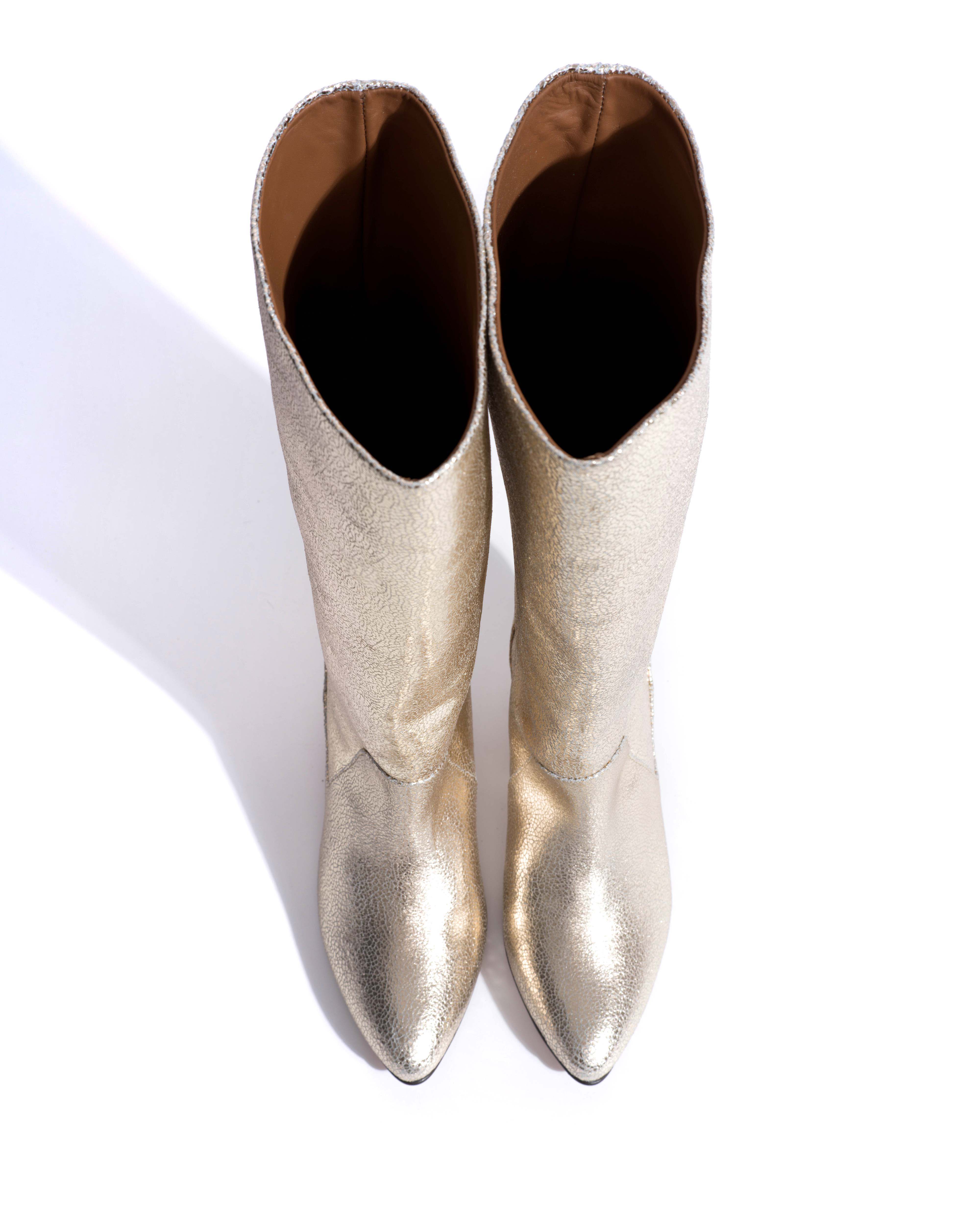 Valle 50 stiletto Crackled metallic goat Champagne - Image 4