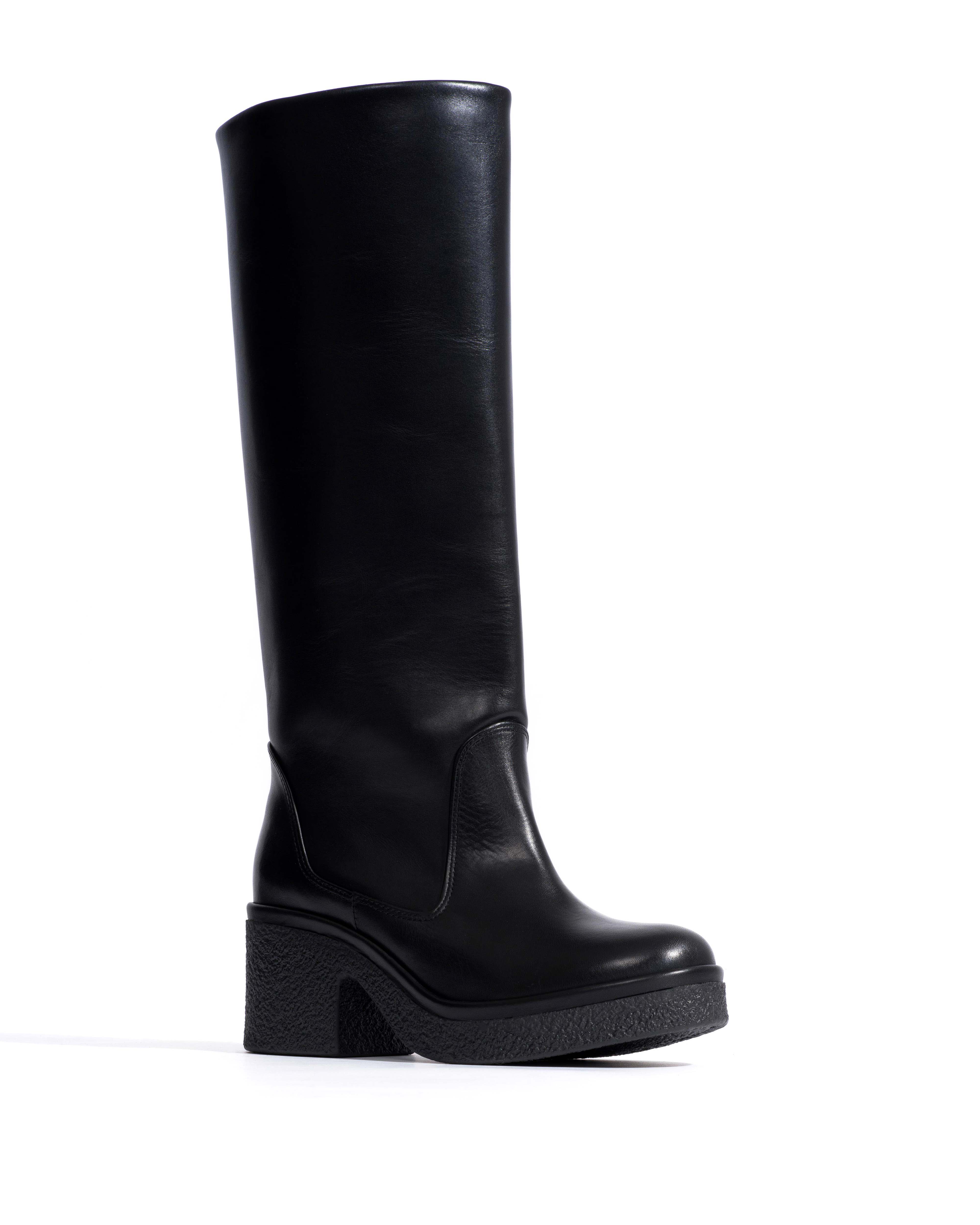 Valle 65 platform Soft calf & sole Black & black - Image 3