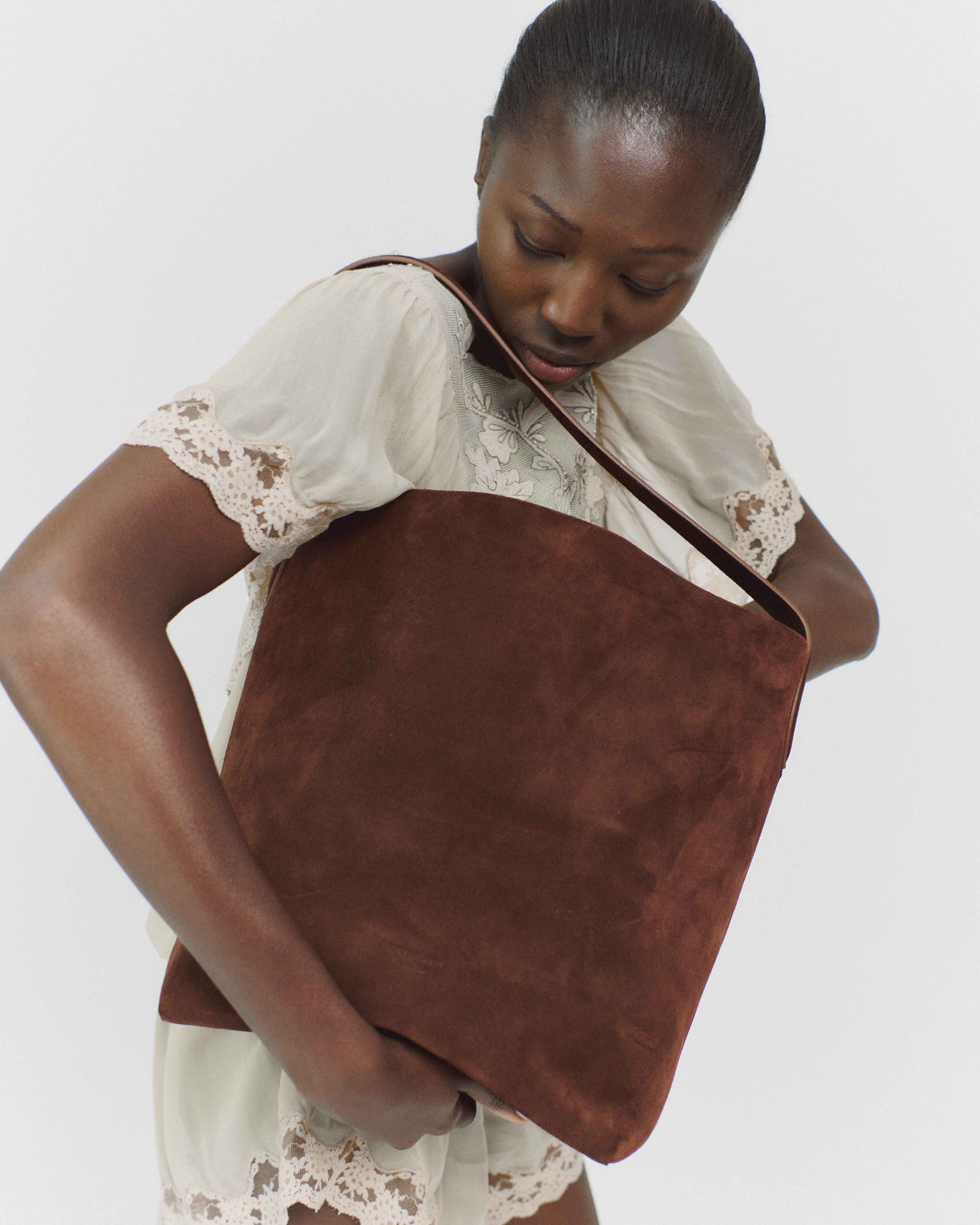 Versa everyday bag Calf suede Chocolate - Image 3