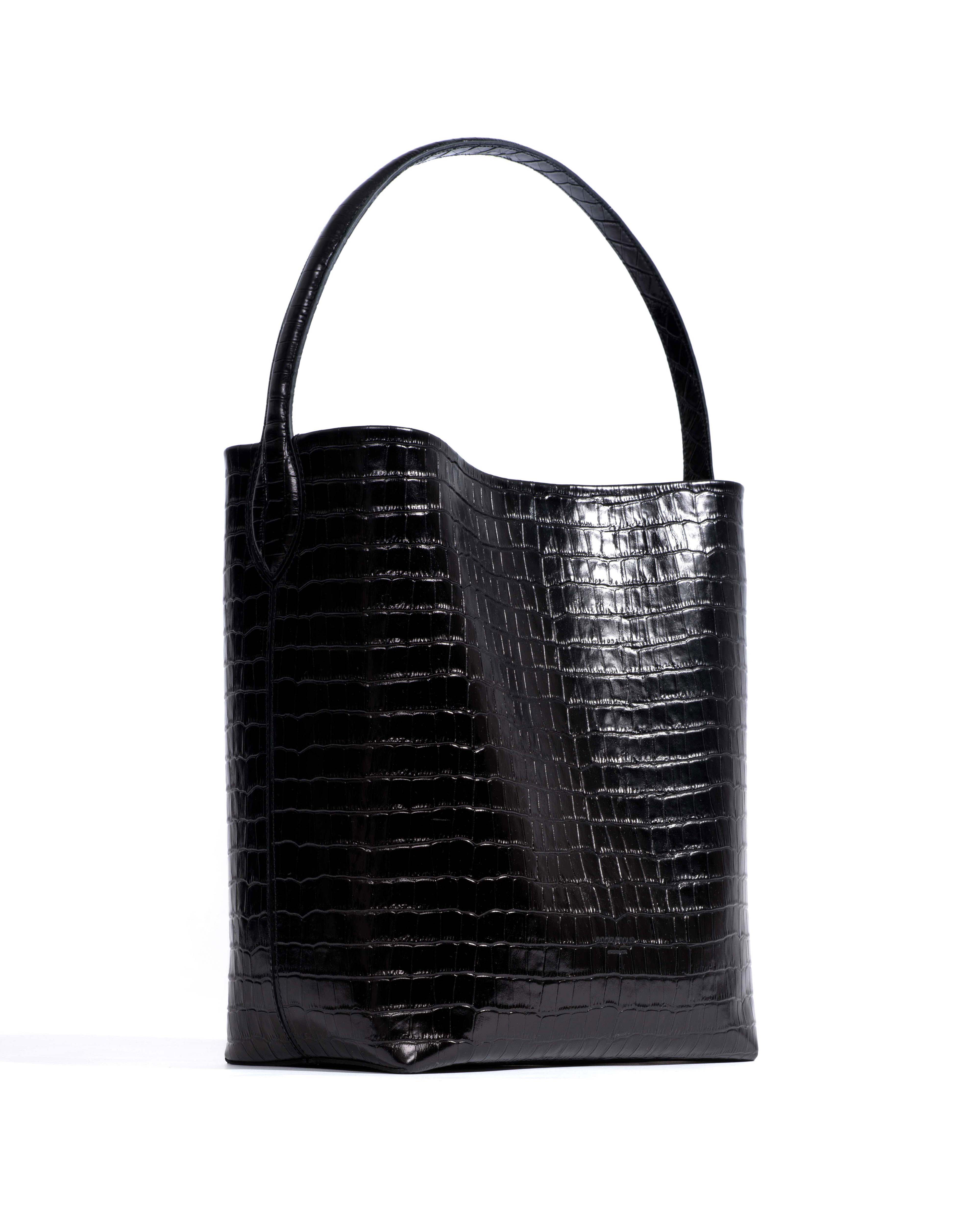 Versa everyday bag Polished croco calf Black - Image 2