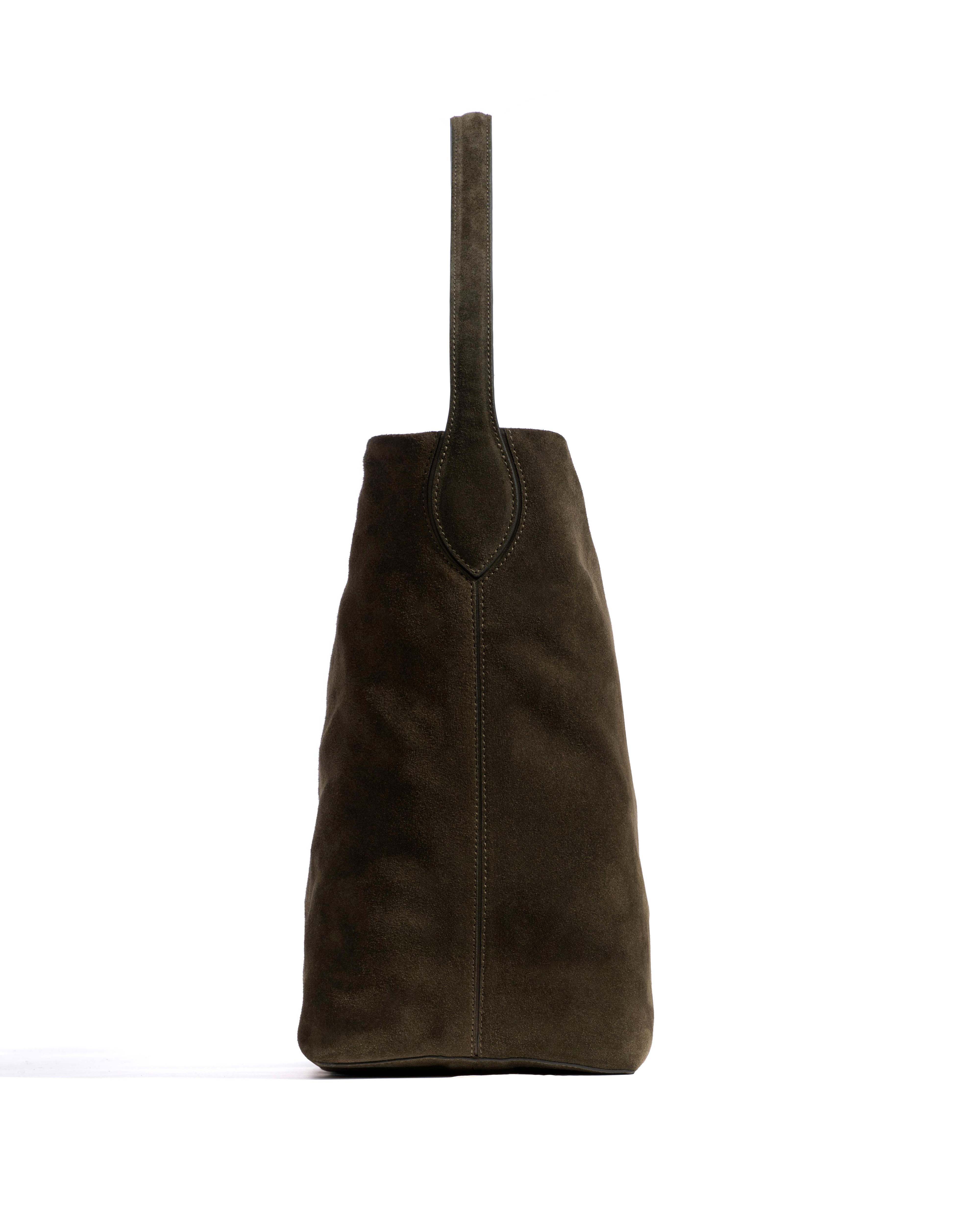 Versa slouchy everyday bag Calf suede Moss green - Image 3
