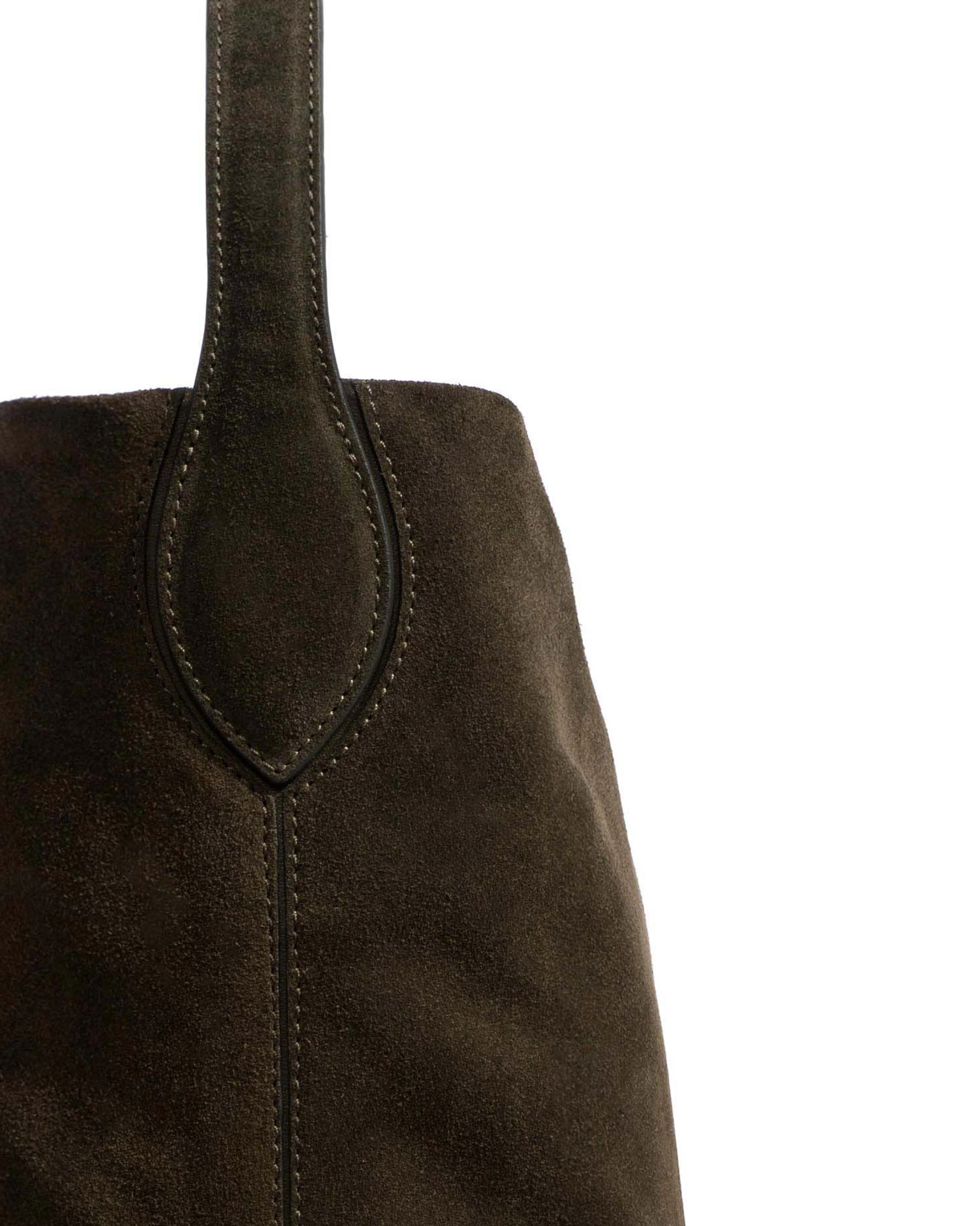 Versa slouchy everyday bag Calf suede Moss green - Image 6