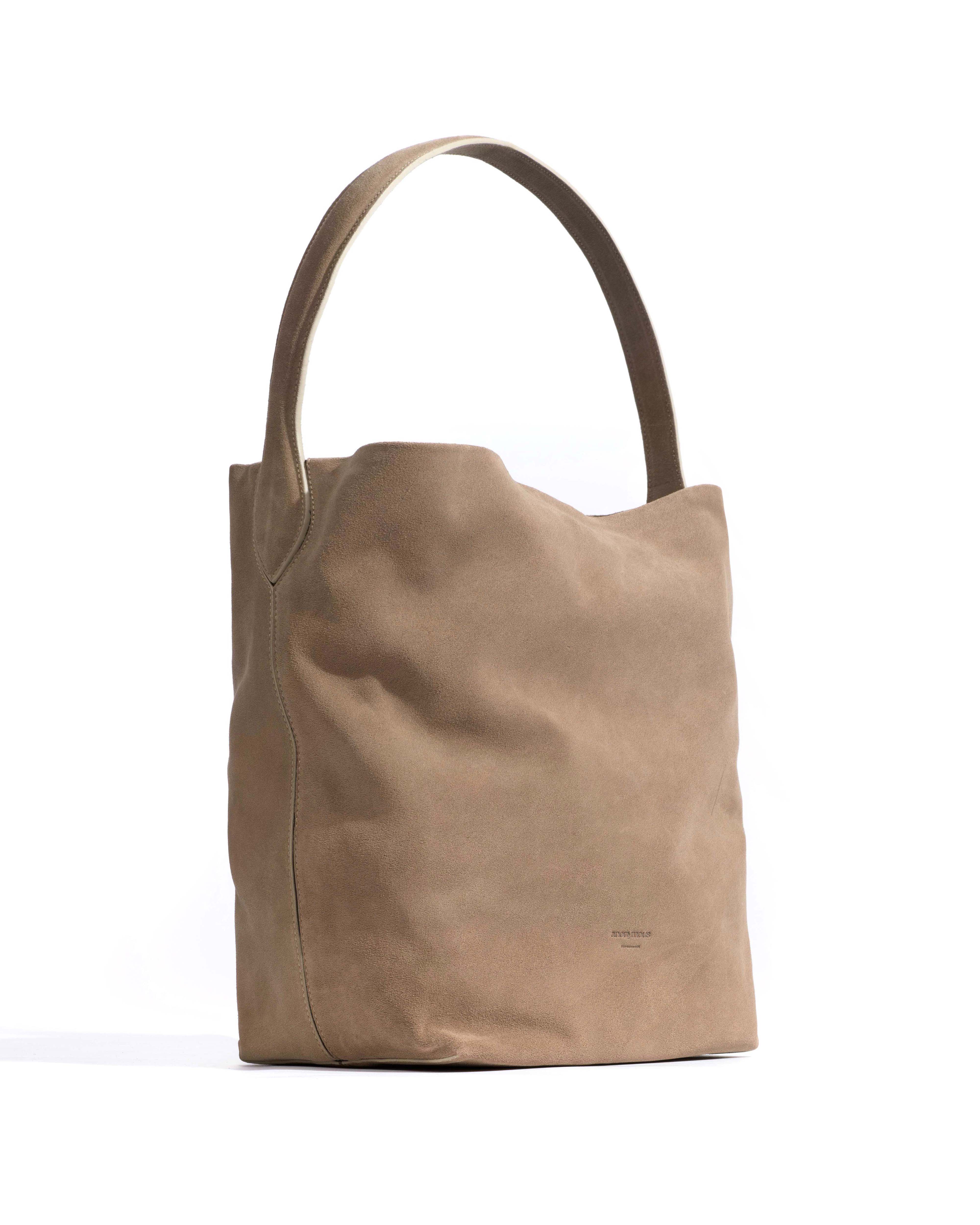 Versa slouchy everyday bag Calf suede Mushroom - Image 2