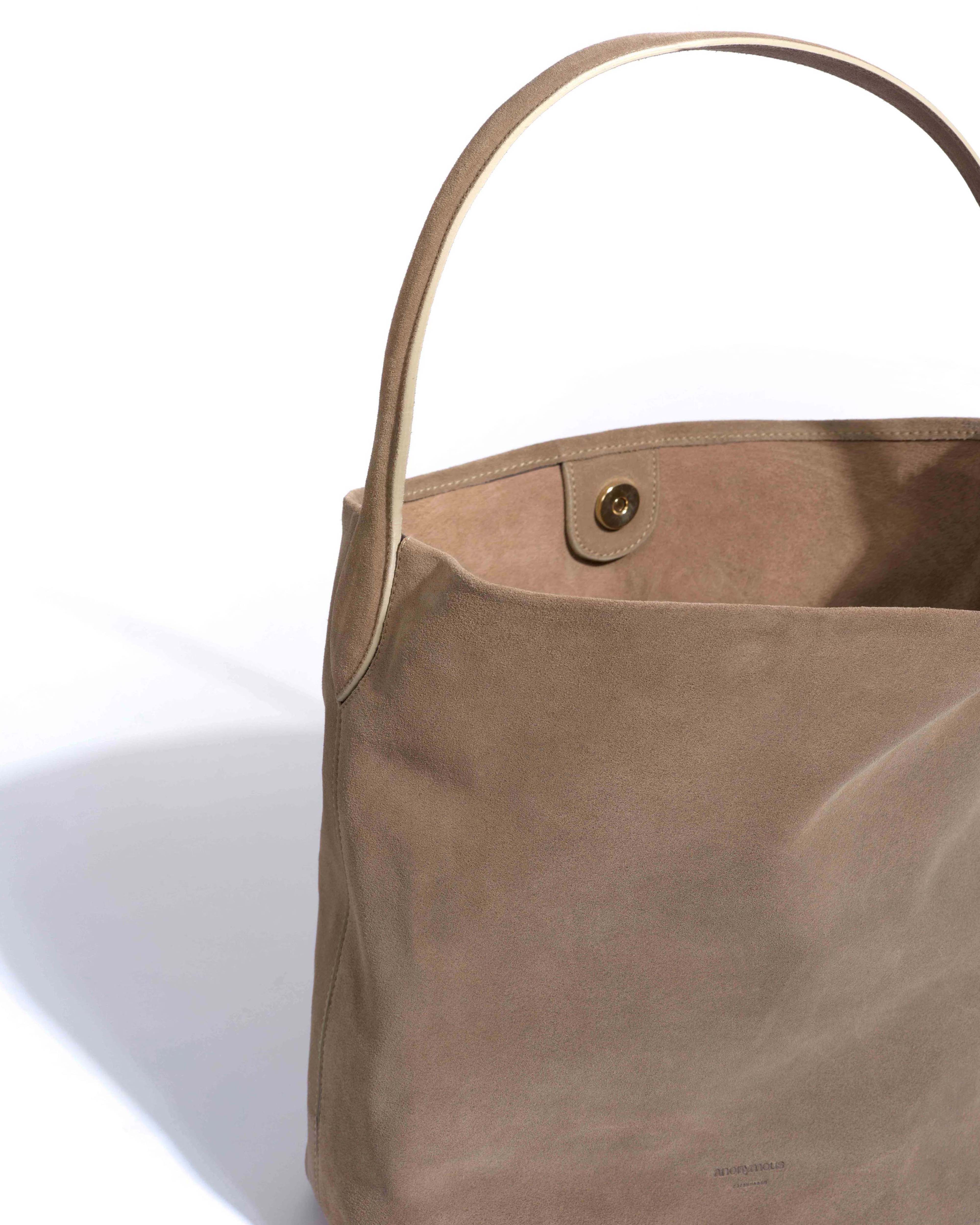 Versa slouchy everyday bag Calf suede Mushroom - Image 5