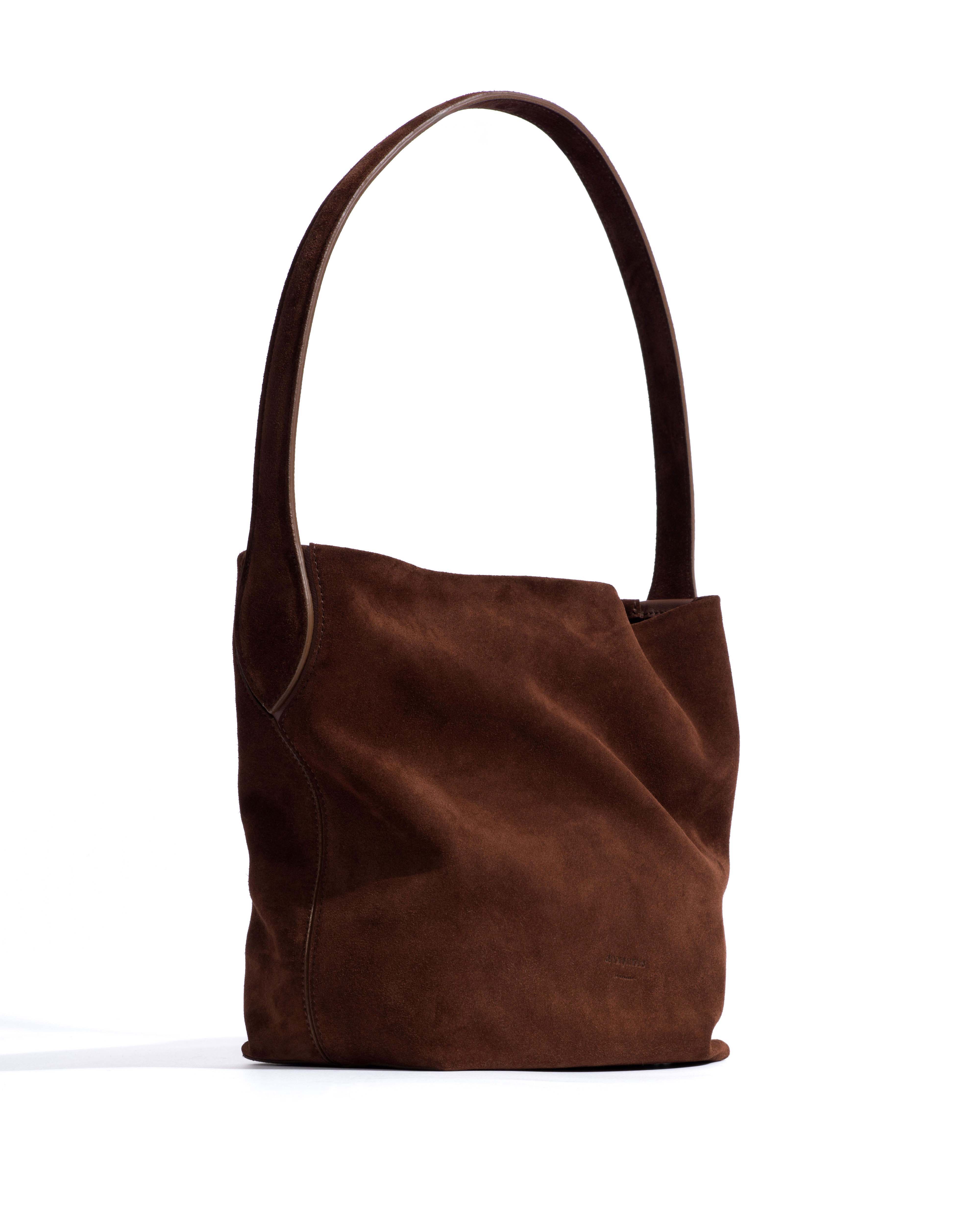Versa slouchy petite bag Calf suede Chocolate - Image 2