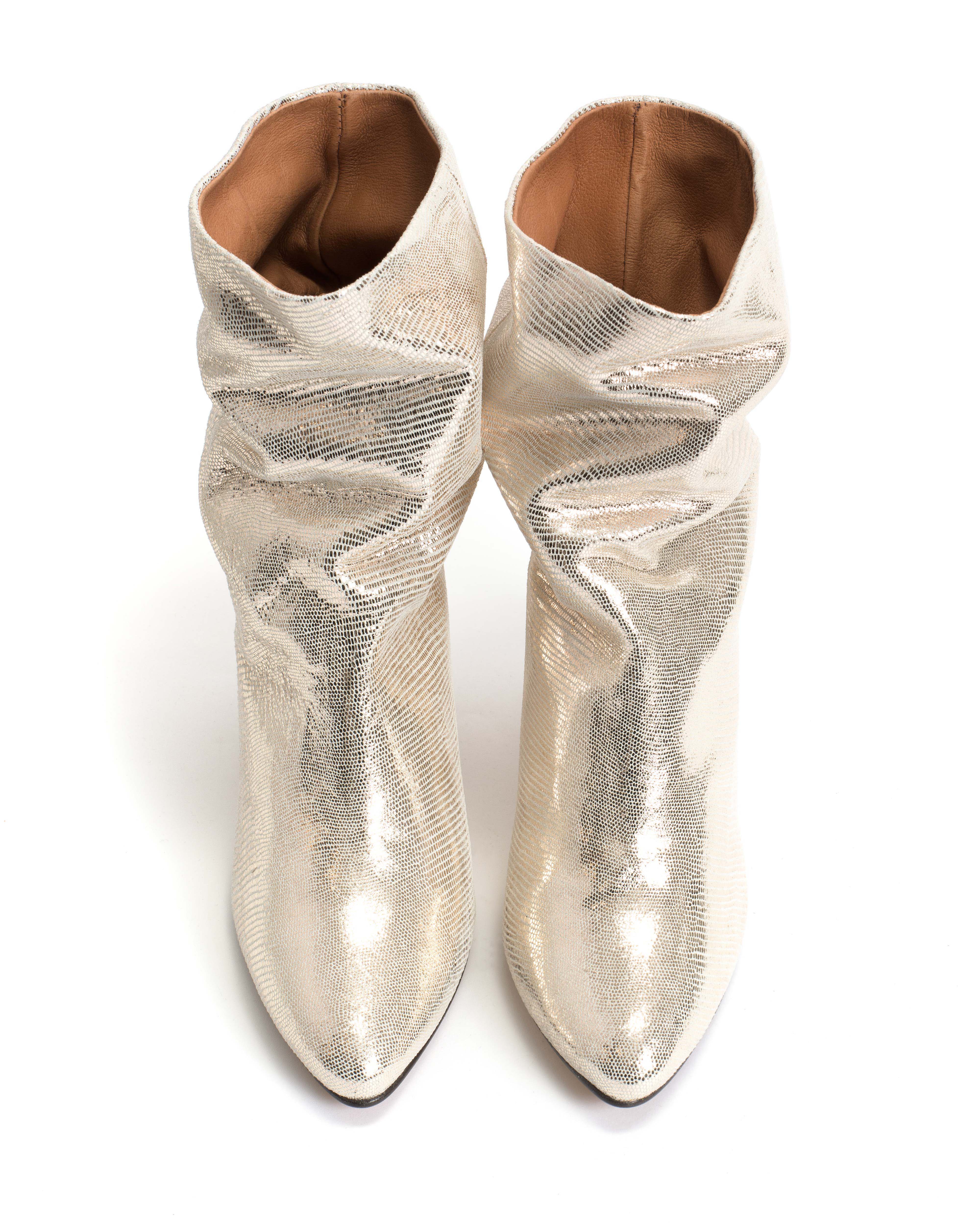 Vully 50 stiletto Lizard metallic goat Champagne - Image 3