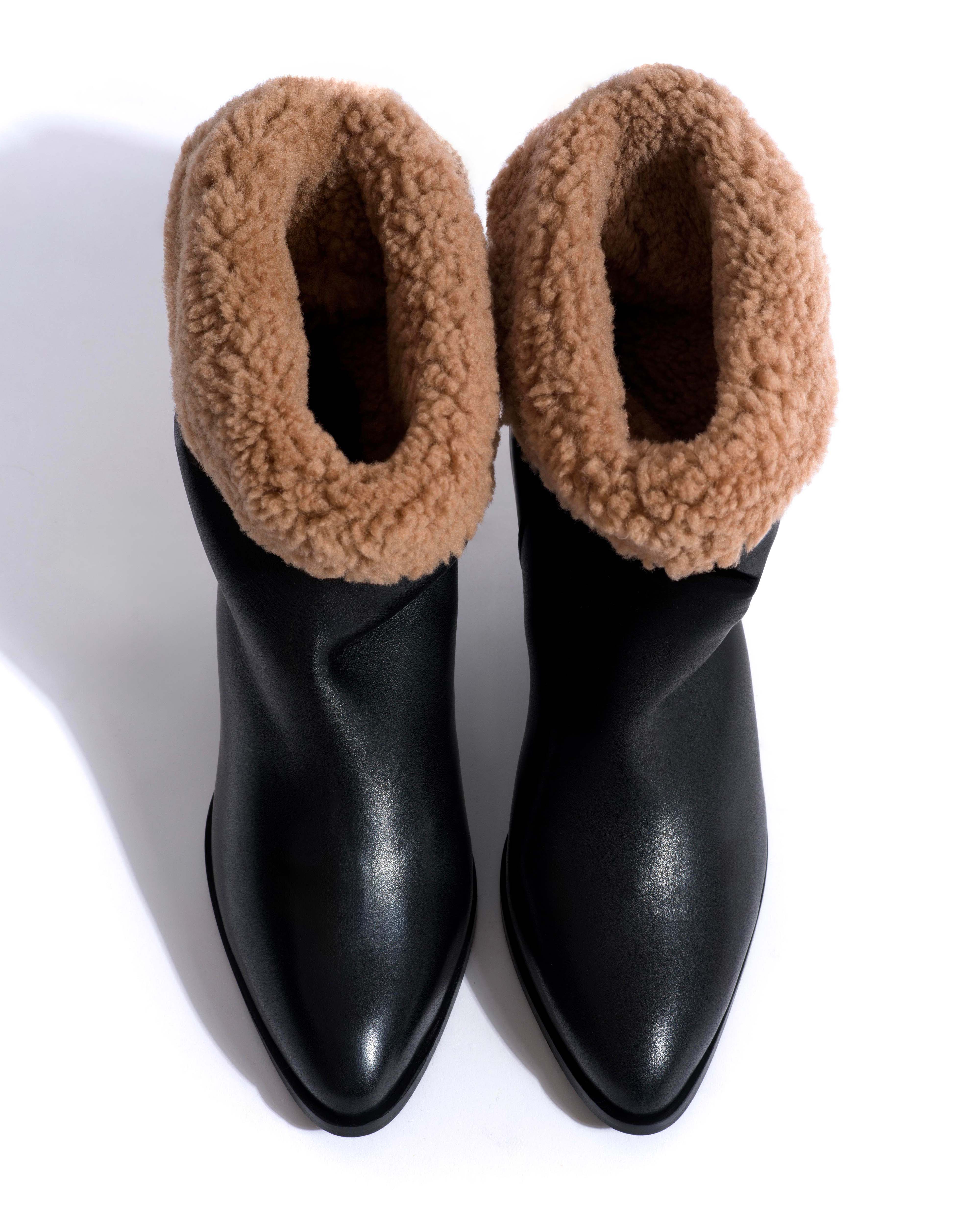 Vully 50 triangle lamb shearling Soft calf Black - Image 4