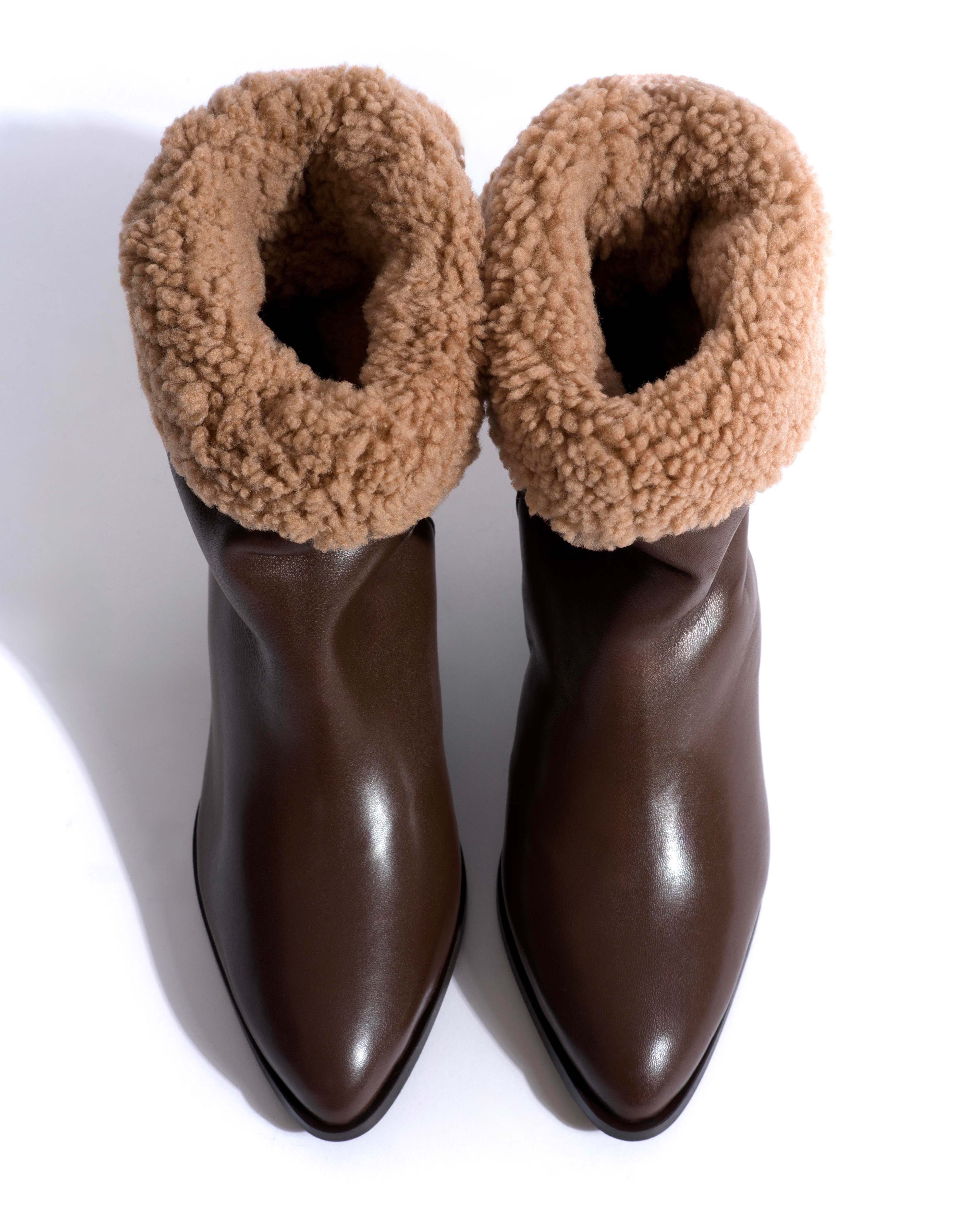 Vully 50 triangle lamb shearling Soft calf Dark taupe - Image 4