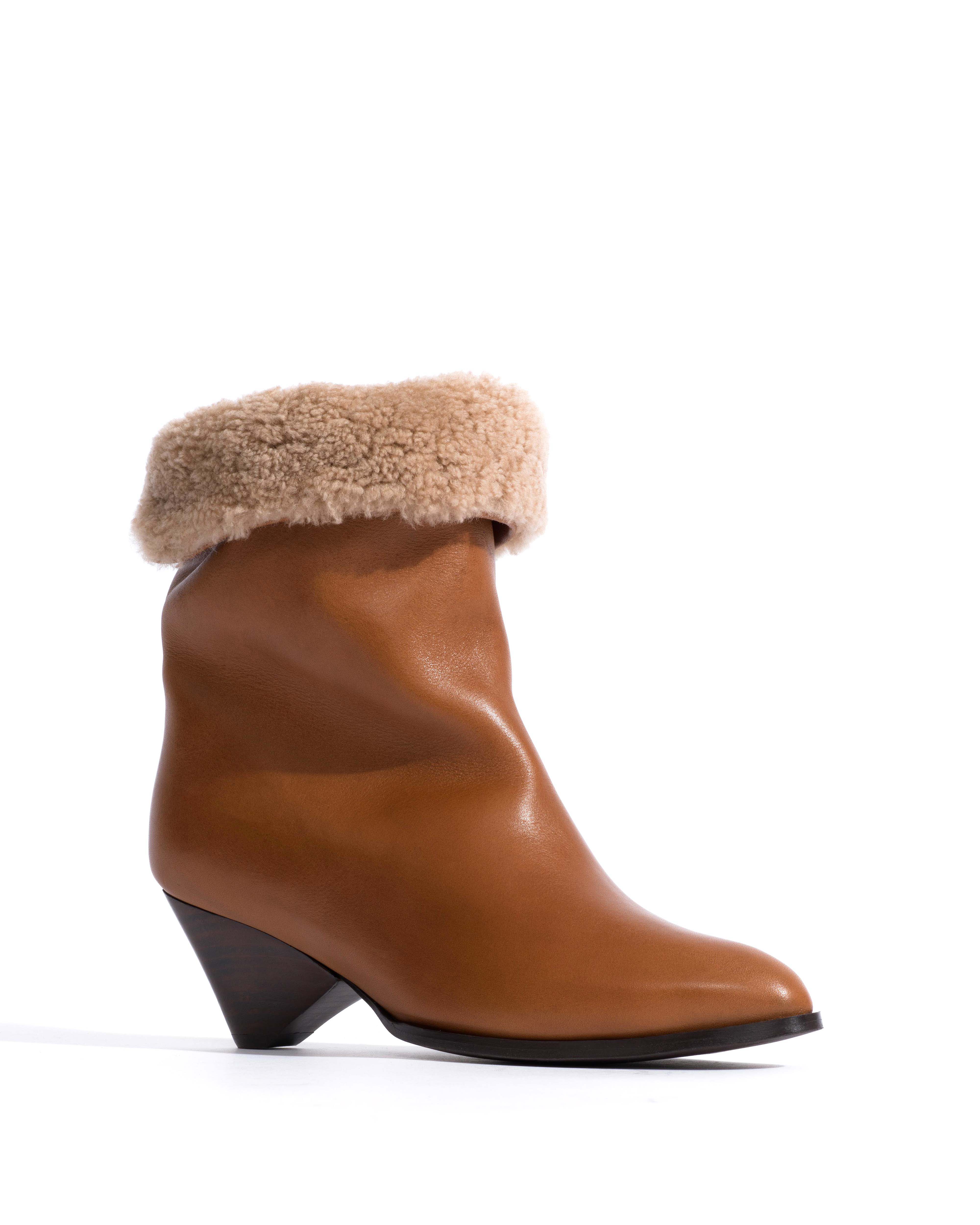Vully 50 triangle lamb shearling Vegetal soft calf Cinnamon - Image 3
