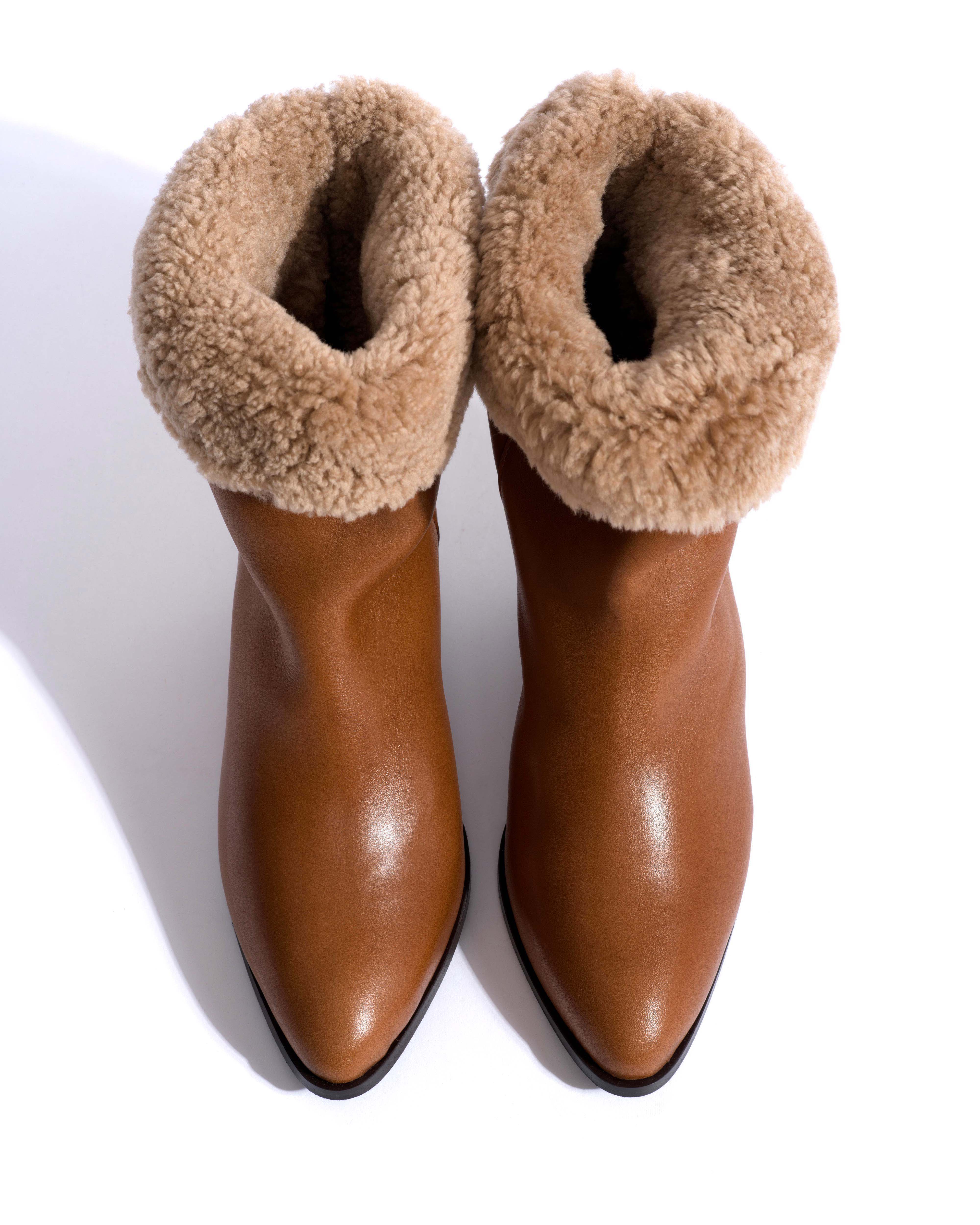 Vully 50 triangle lamb shearling Vegetal soft calf Cinnamon - Image 4