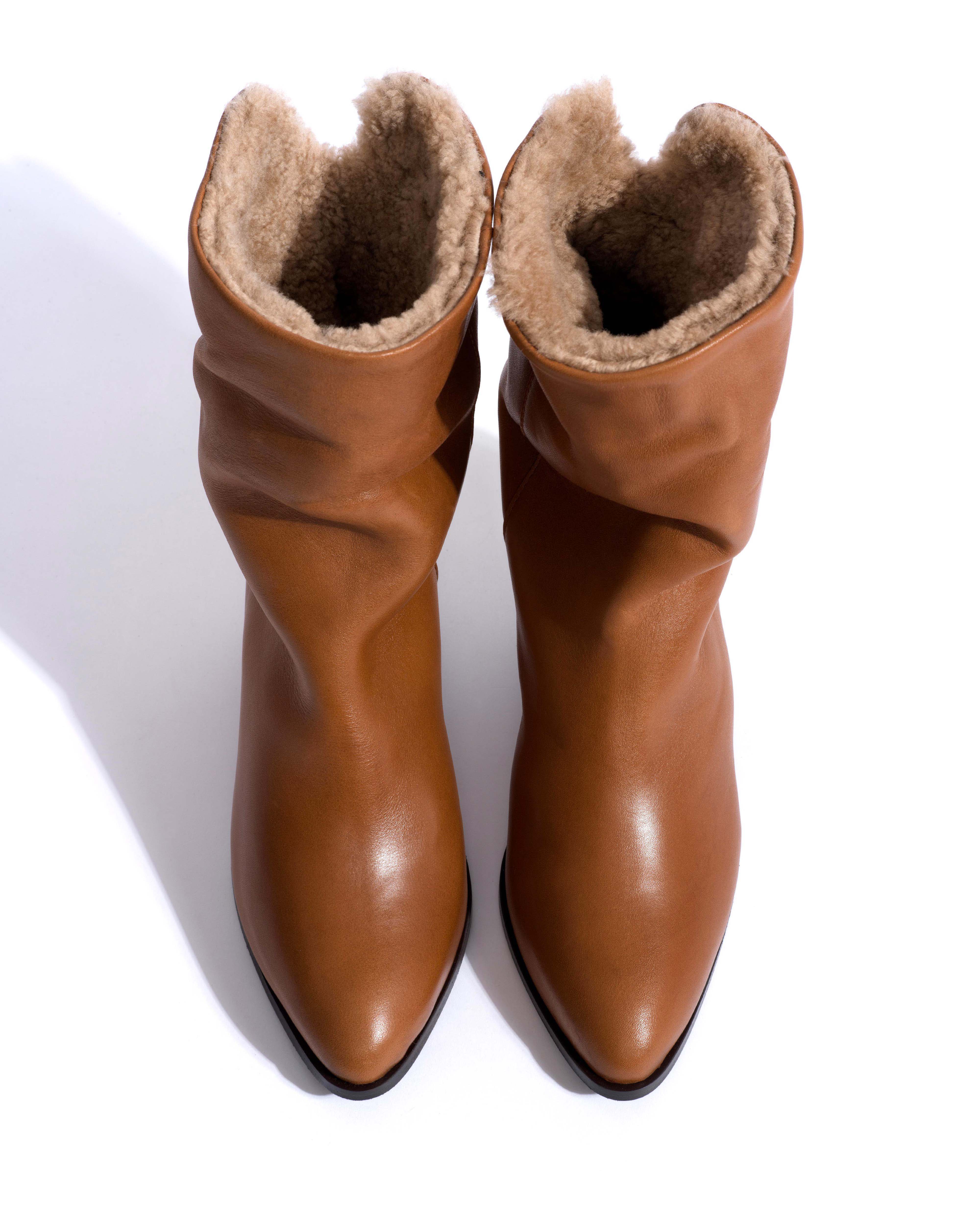Vully 50 triangle lamb shearling Vegetal soft calf Cinnamon - Image 8
