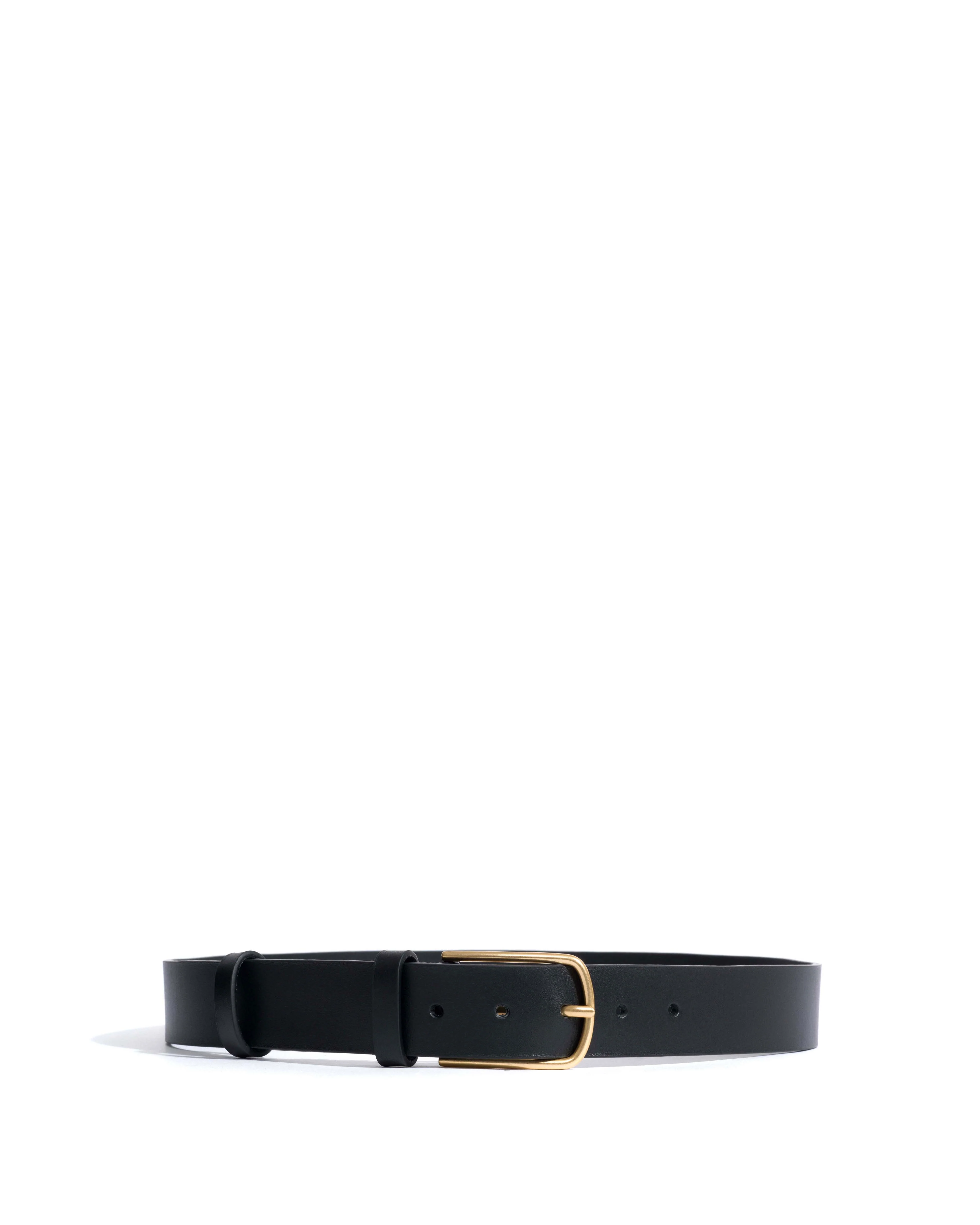 Whane simple unisex leather belt Vegetal soft calf & metal Black & gold buckle - Image 5